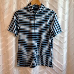 Radmor Mens Blue Striped Recycled Polyester Stretch Golf Polo Shirt Size XS